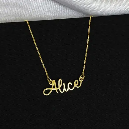 GARGANTILHA NOME PERSONALIZADO FONTE 1 DOURADA